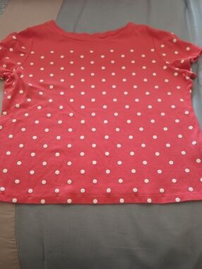 Karen Scott Coral Pink Scallop Neck Tee